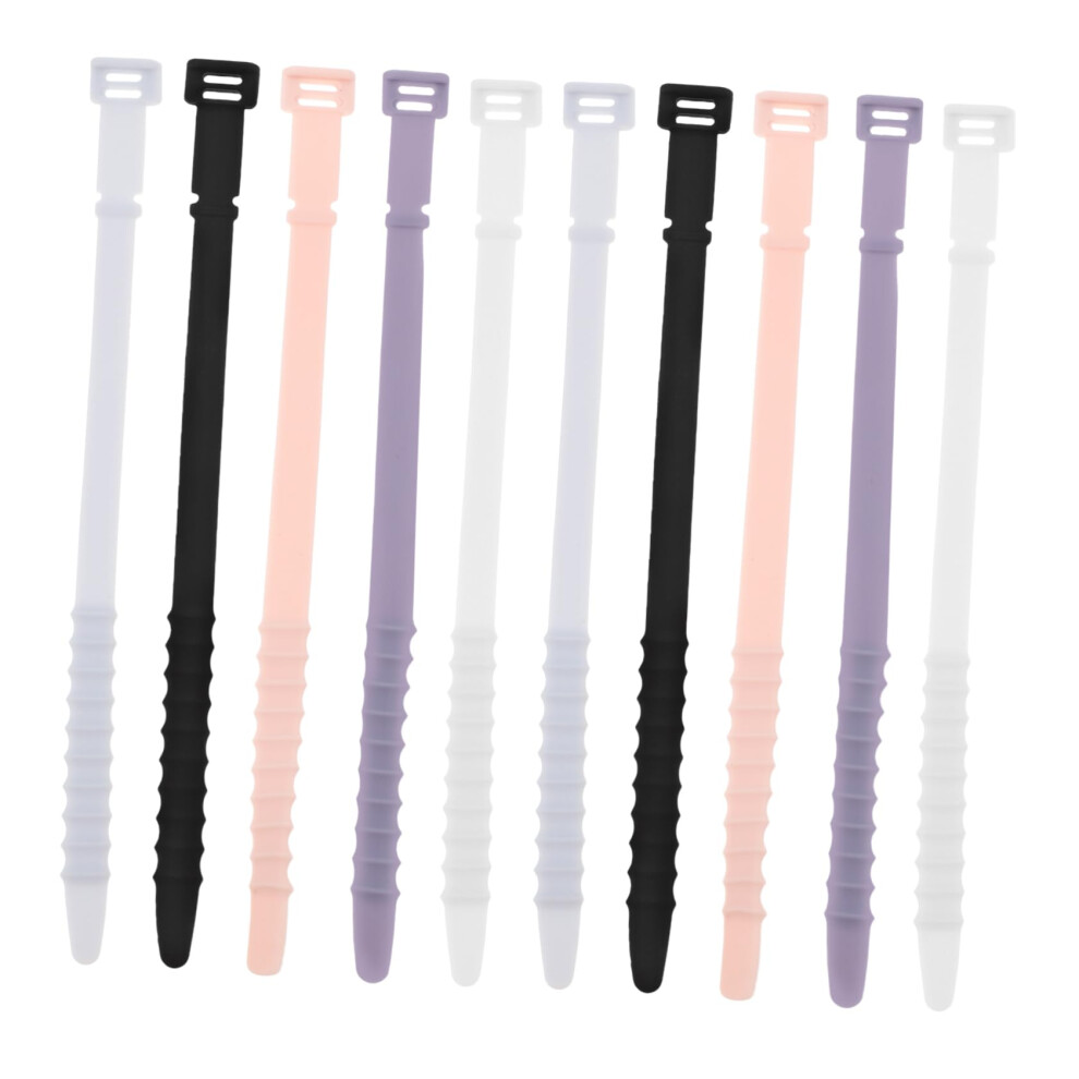 Silicone Cable Ties Reusable Zip Ties 10Pcs Flexible Cord Management Organizers For Home Office 9053599238713