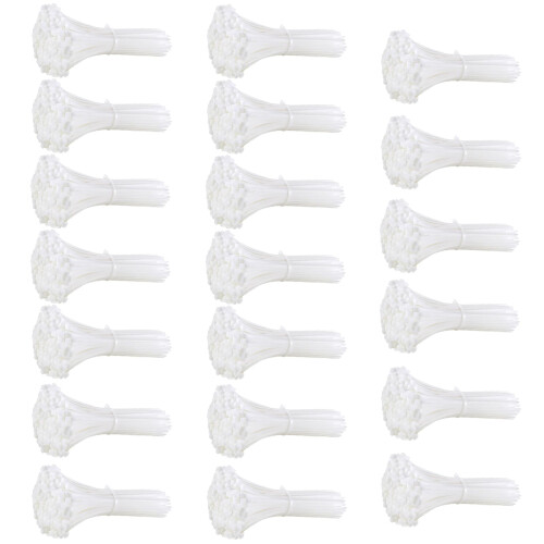 White Nylon Cable Ties Assorted Sizes Heavy Duty UV Resistant Self Locking Zip Ties Set