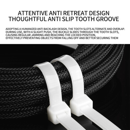 White Nylon Cable Ties Assorted Sizes Heavy Duty UV Resistant Self Locking Zip Ties Set 2