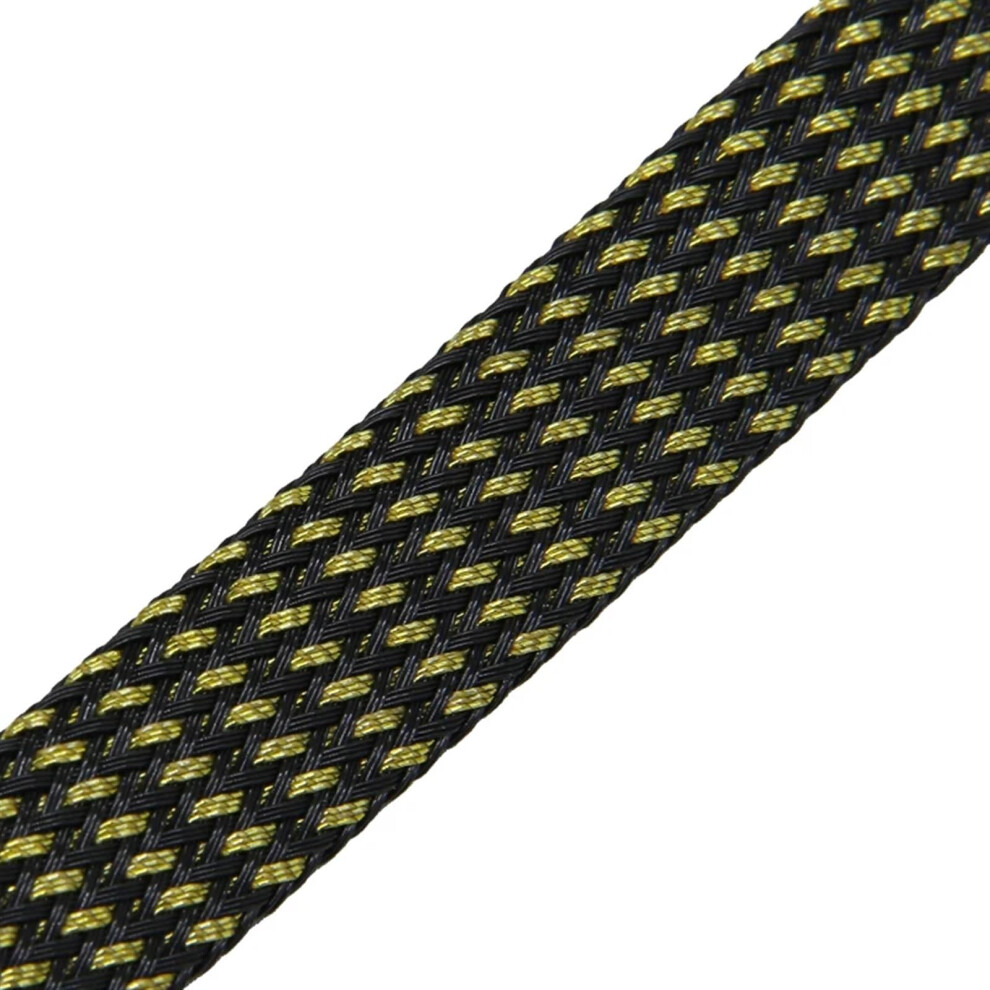Pet Braided Cable Sleeving 2Mm, Expandable Wire Loom For Heat Resistant Cable Management Black/Gold 9174973754596