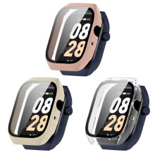 Case with Tempered Glass Screen Protector for Mibro Watch T2, 3D Full Coverage Impact Frame, 3 Pack