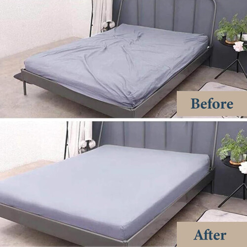 Bed Sheet Straps Adjustable Elastic Fitted Sheet Clips with Durable Metal Clips 2PCS White 2