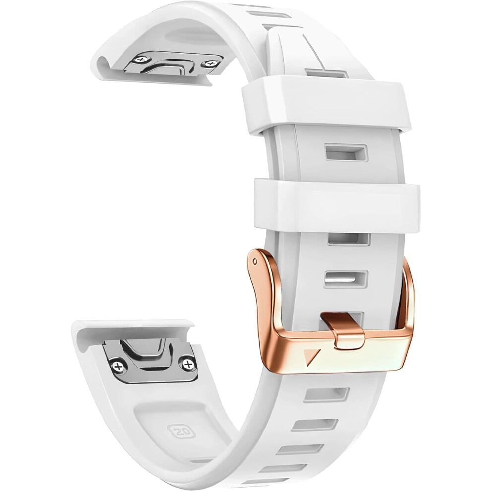 20Mm Silicone Watch Band For Garmin Fenix 5S/6S/7S, Adjustable Waterproof Strap With Rosegold Buckle 9053599239185