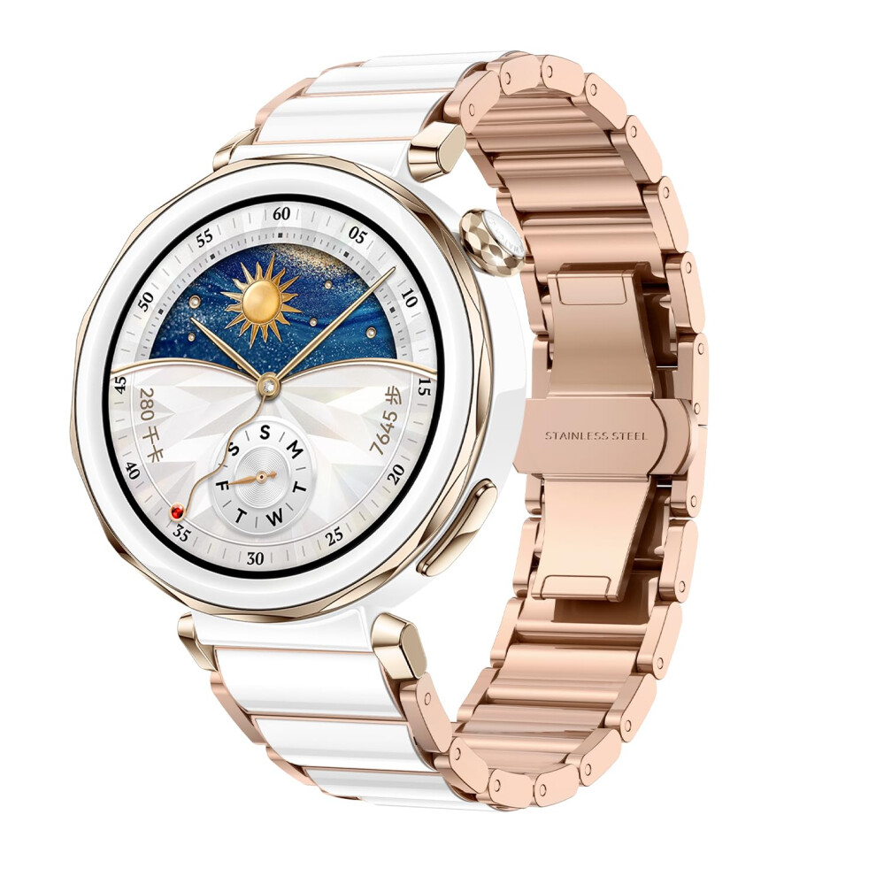 Rose 18Mm Metal And Ceramic Band For Huawei Watch Gt5 Pro And Gt4 41Mm Durable Elegant Gold 9174973754831