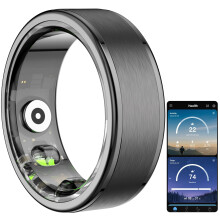 Smart Ring 2025 Black Size 8, Fitness Tracker with Sleep and Health Monitoring, IP68 Waterproof, No Subscription