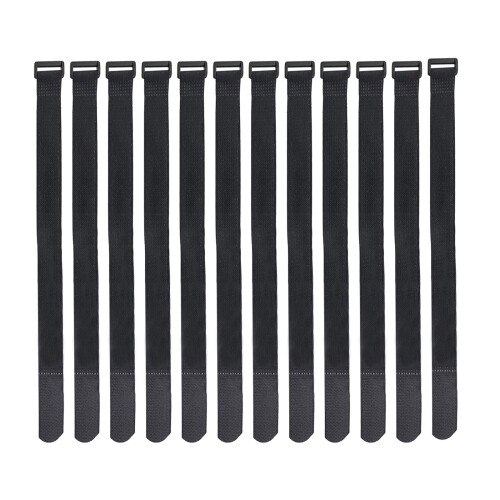 12PCS Reusable Hook and Loop Straps 25x300mm Adjustable Buckle Heavy Duty Cable Ties for Organization