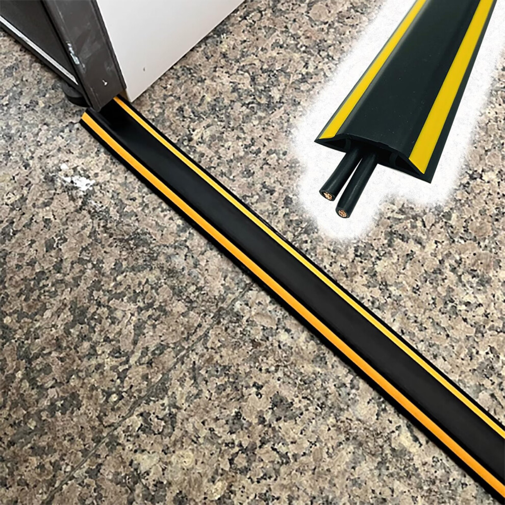 Pvc Floor Cable Cover 5M Black Heavy Duty Cable Protector For Trip Hazard Reduction And Easy Use 9174973755180