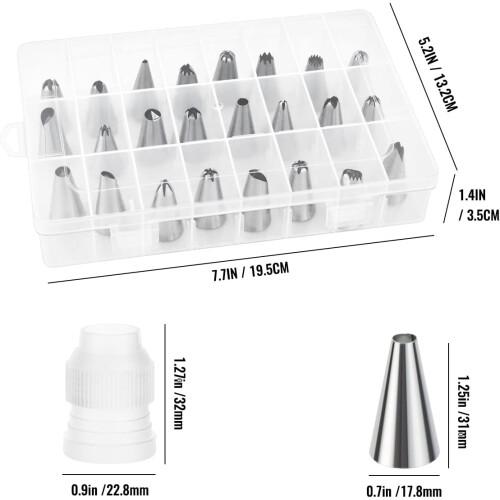 24 -piece pipe tip set, storage box icing pipe tip, stainless steel pipe tip for cake decoration 1