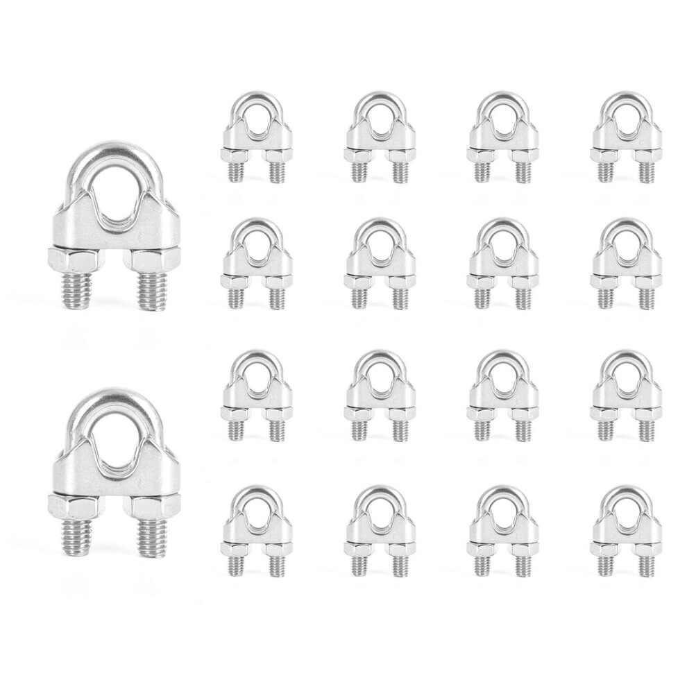 M8 U Bolt Cable Clips 304 Stainless Steel Wire Rope Clamps For 8Mm Clothesline Outdoor Use Pack Of 16 9174973755715