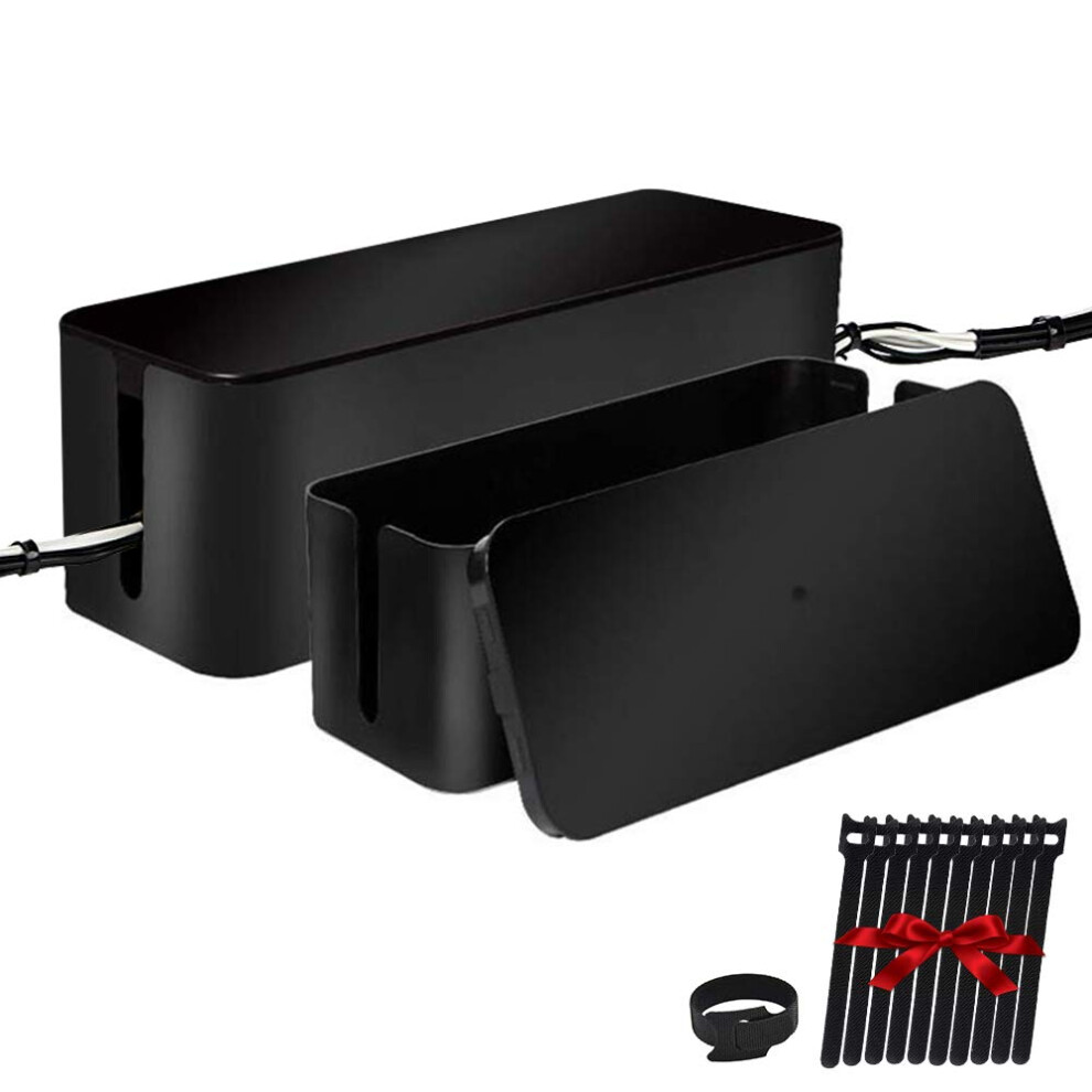 Cable Management Box 2 Set Black, Hidden Power Strip And Cord Organizer For Desk Tv Computer 9455672161350