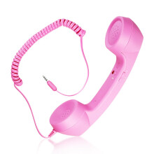 Retro Phone Handset for Mobile Phones, Pink Wired 3.5mm Receiver with Clear Audio and Volume Control