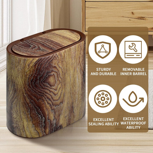 Bathroom Trash Can with Lid, Elegant Marble Pattern, SpaceSaving Narrow Waste Bin for Bathroom 2