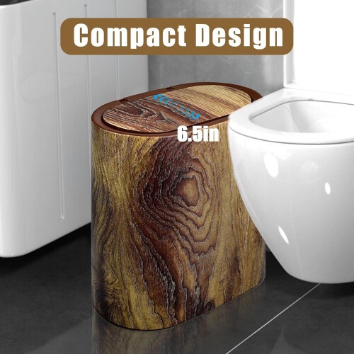 Bathroom Trash Can with Lid, Elegant Marble Pattern, SpaceSaving Narrow Waste Bin for Bathroom 1