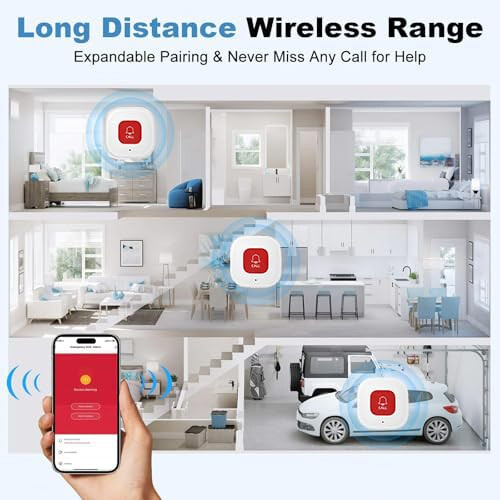 Wireless SOS Button with Instant Alerts, Smart App Sharing, WiFi Panic Alarm for Elderly SP101 2