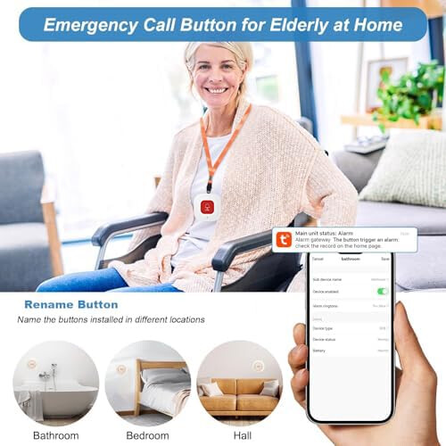 Wireless SOS Button with Instant Alerts, Smart App Sharing, WiFi Panic Alarm for Elderly SP101 1