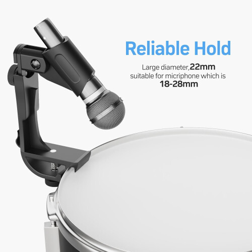 2 Pack Adjustable Drum Microphone Clip, Durable Rim Mic Holder for 18mm28mm Mics 1
