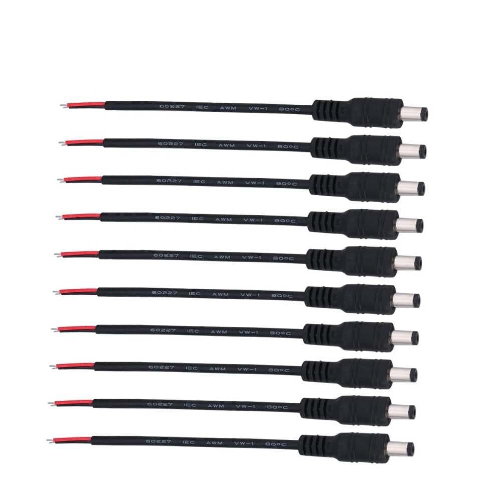 10Pack 5.5X2.1mm Dc Power Connector For Cctv, Waterproof Jack Adapter For Security Cameras Black 9053599241638