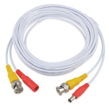 25ft White BNC Video Power Cable for CCTV Camera System, PlugandPlay Setup and Stable Signal