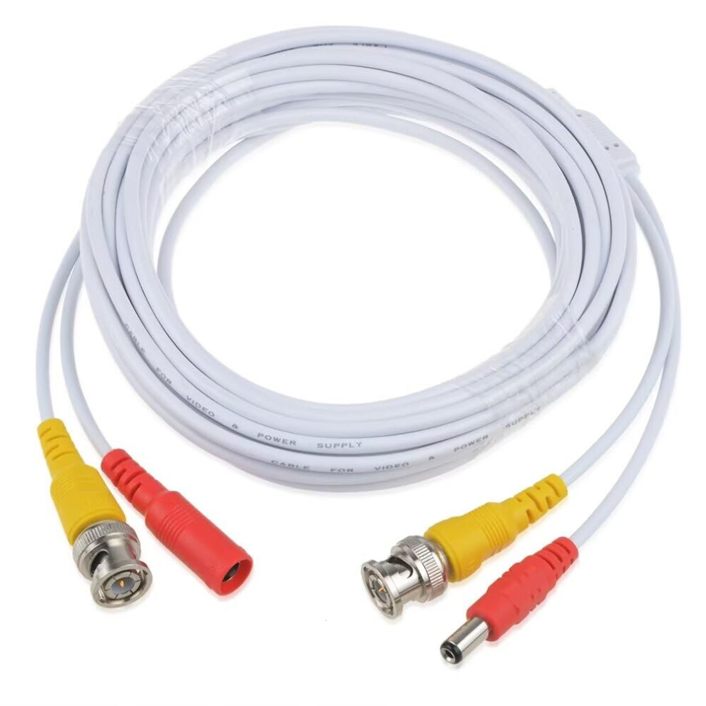 25Ft Cctv Extension Cable With Bnc And Dc Connectors, Swann Compatible, Stable Signal White 9174973757610