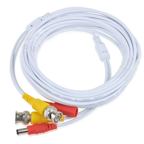 25ft White BNC Video Power Cable for CCTV Camera System, PlugandPlay Setup and Stable Signal 1