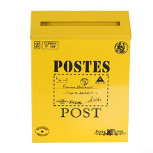 Vintage Metal Mailbox European Style WeatherResistant Outdoor Yellow Wall Mounted Letter Box