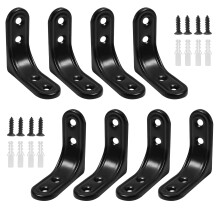 8 Pack 2 Inch Heavy Duty L Brackets with Screws, Black Metal Corner Braces for Shelves and Cabinets
