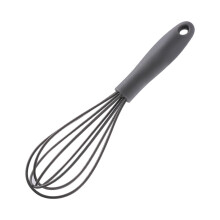 Silicone Whisk with Ergonomic Non Slip Handle, Heat Resistant Egg Beater for Cooking and Baking Gray