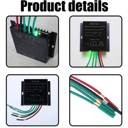 24V Wind Turbine Charge Controller 8000W IP67 Waterproof Automatic Voltage Control Black 2
