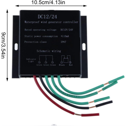 24V Wind Turbine Charge Controller 8000W IP67 Waterproof Automatic Voltage Control Black 1
