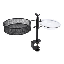 Deck Bird Bath and Feeder 2 in 1 Adjustable Clamp Rail Mounted with Detachable Mesh Tray Outdoor