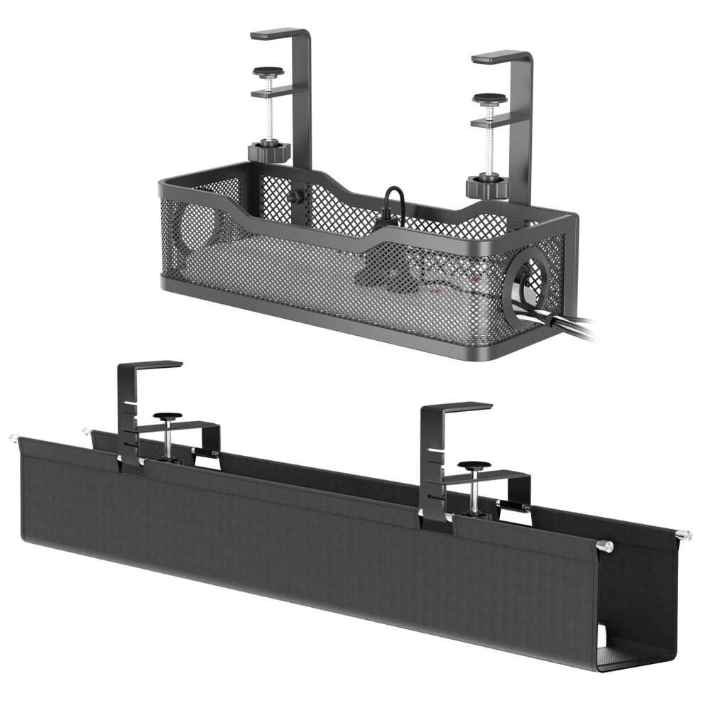 2 Pack Under Desk Cable Management Tray Set, Large Nodrill Desk Cable Organizer For Home Office 9174973758402