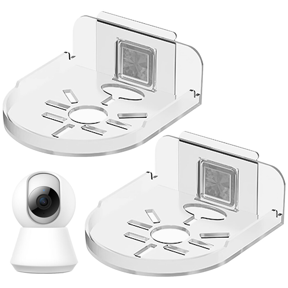 2 Pcs Camera Wall Mount Bracket with NoDrill Adhesive Acrylic Baby Monitor Shelf and Cable Hole