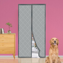 Magnetic Thermal Door Curtain with Auto Close, Windproof Insulated Cover for 36x82 Inch, Grey