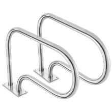 Stainless Steel Pool Handrail with Ergonomic Curved Grip for Inground Pool Stairs, Set of 2