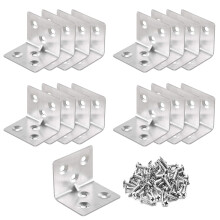 16 Pcs Stainless Steel L Brackets Heavy Duty 90 Degree Corner Braces for Wood Furniture Shelves