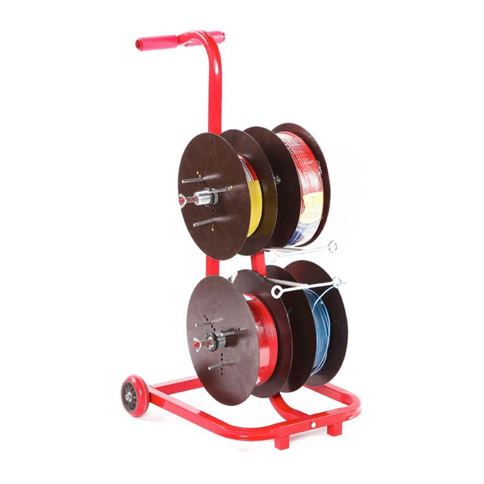 Wire Spool Rack With 4 Reels, Heavy Duty Cable Reel Holder, Independent Rotation, Easy Transport 9053599243243