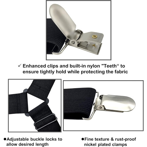 Bed Sheet Straps with Adjustable Tension Control, Durable Elastic Fitted Sheet Clips for Secure Corner Grip, Black 2