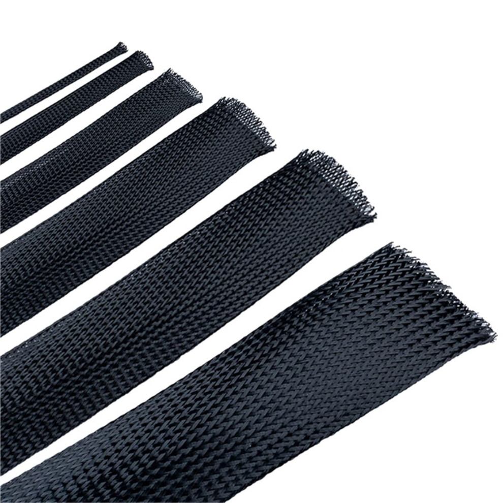 25Mm Expandable Braided Cable Sleeve 10M Black Pet For Cable Management And Abrasion Protection 9053599243281