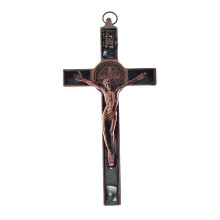 Crucifix Wall Cross with 3D Jesus Sculpture, Vintage Catholic Cross for Home Decor, 19.5x9.5cm