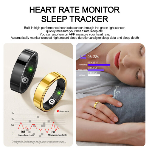 Smart Ring with Heart Rate and Sleep Tracking, Waterproof Ultra Thin Design for Android and iOS 1