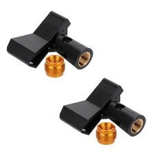 2 Pcs Adjustable Microphone Clip Holders with Screw Adapter, Universal Mic Clamp for Wired and Wireless Mics