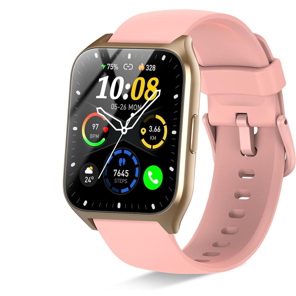Smart Watch With Bluetooth Calling, 1.85' Hd Screen, Heart Rate And Sleep Monitor, Ip68 Waterproof Fitness Tracker For Android And Ios, Pink 9053599244301