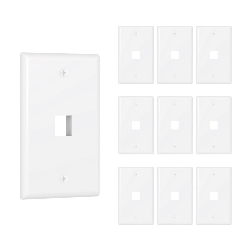 1 Port Keystone Wall Plate Rj45 Faceplate With Antislip Screws Ul Listed White 10 Pack 9113335899506