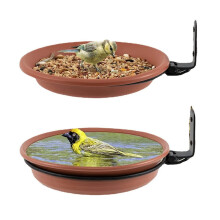 Tree Mounted Bird Feeder and Bath Bowl Set, Dual Purpose, Easy Clean, Fits Fences or Decks