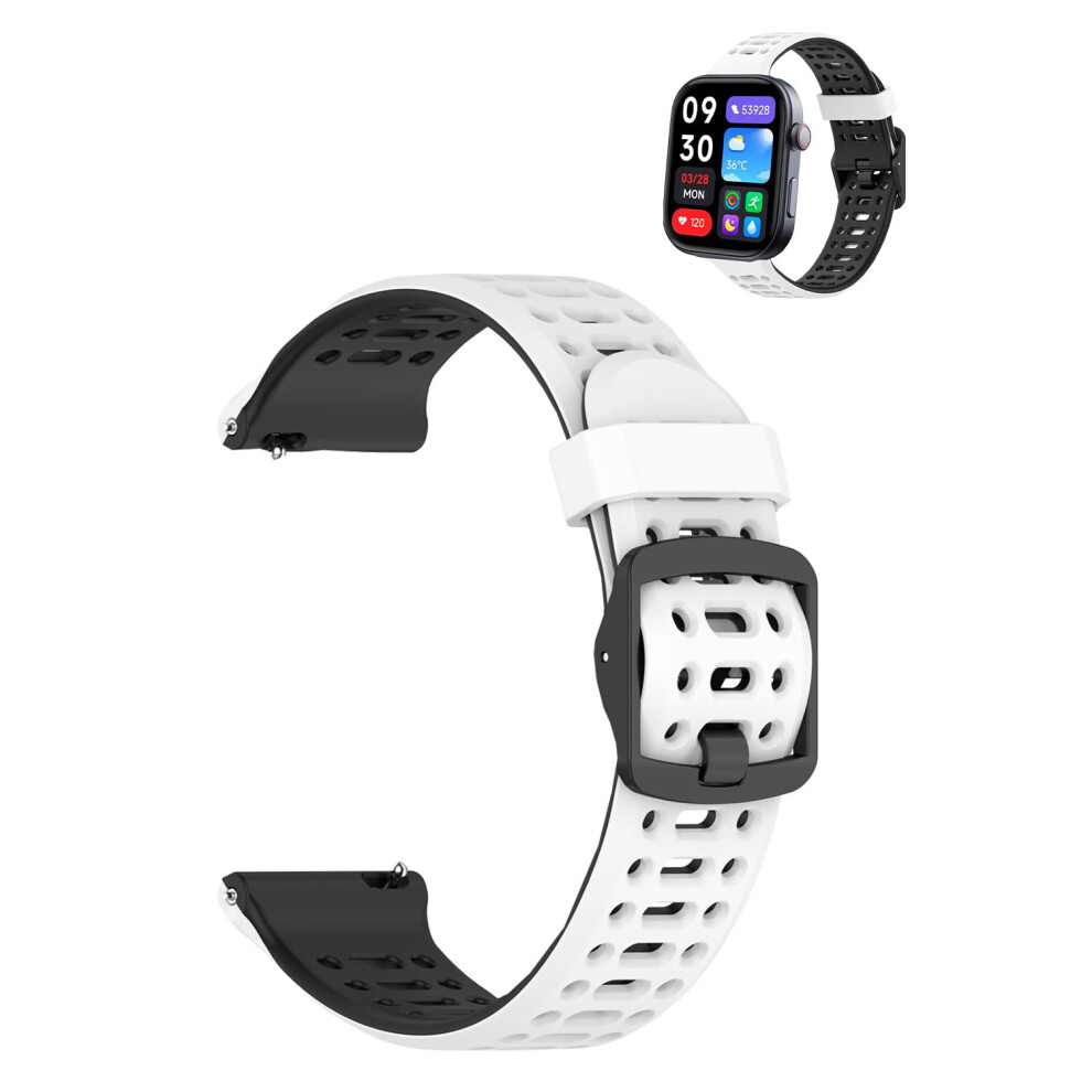 Sweatproof Silicone Sport Quickrelease Strap, Adjustable Black White For Fitpolo Gtx12 Smartwatch White,Black 9174973761037