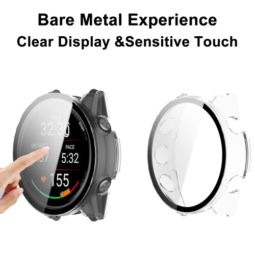 Tempered Glass Case and Screen Protector, Dual Layer Protective Cover 8 Pack for Garmin Forerunner 970 2