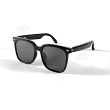Smart Bluetooth Glasses with OpenEar Audio, Polarized UV Protection, Touch Control, Black
