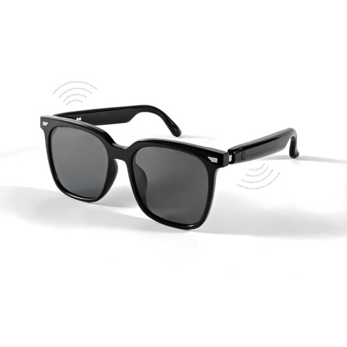 Smart Bluetooth Glasses with OpenEar Audio, Polarized UV Protection, Touch Control, Black