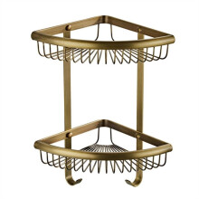 2 Tier Corner Shower Caddy with Hooks, Copper Wall Mounted Shower Organizer with Towel Rack