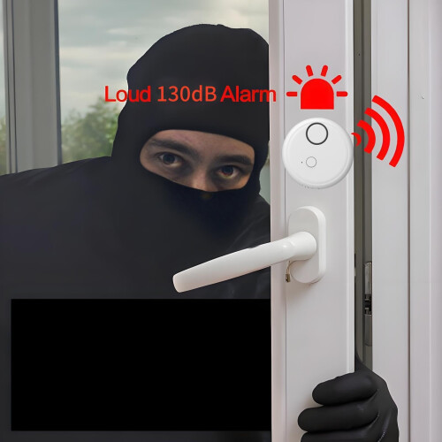 4 Pack Vibration Alarm 130dB Glass Break Sensor with Adjustable Sensitivity for Doors Windows 2